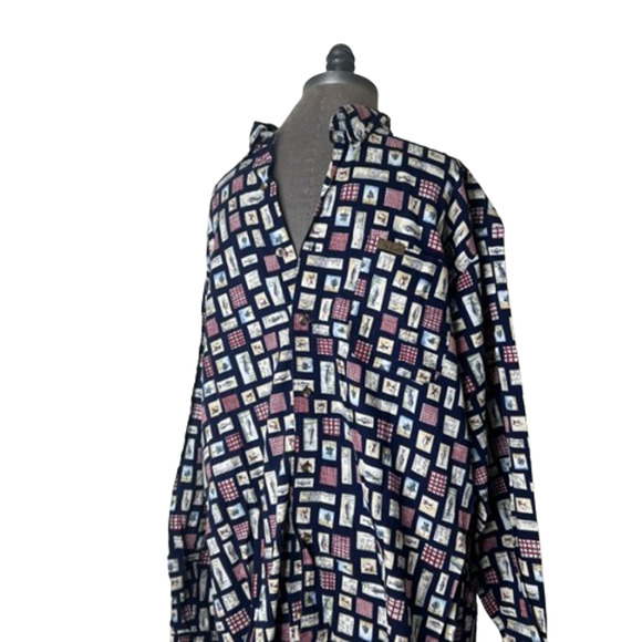 Vintage Woolrich Button Down Shirt Long Sleeve Unique Fish Pattern XL - Picture 1 of 12